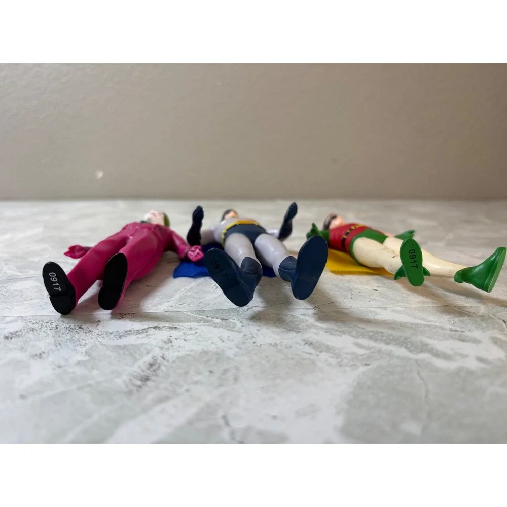 NJ Croce DC Comics 1966 Batman Robin Joker Bendable Action Figure Set‎ 3pc 2014